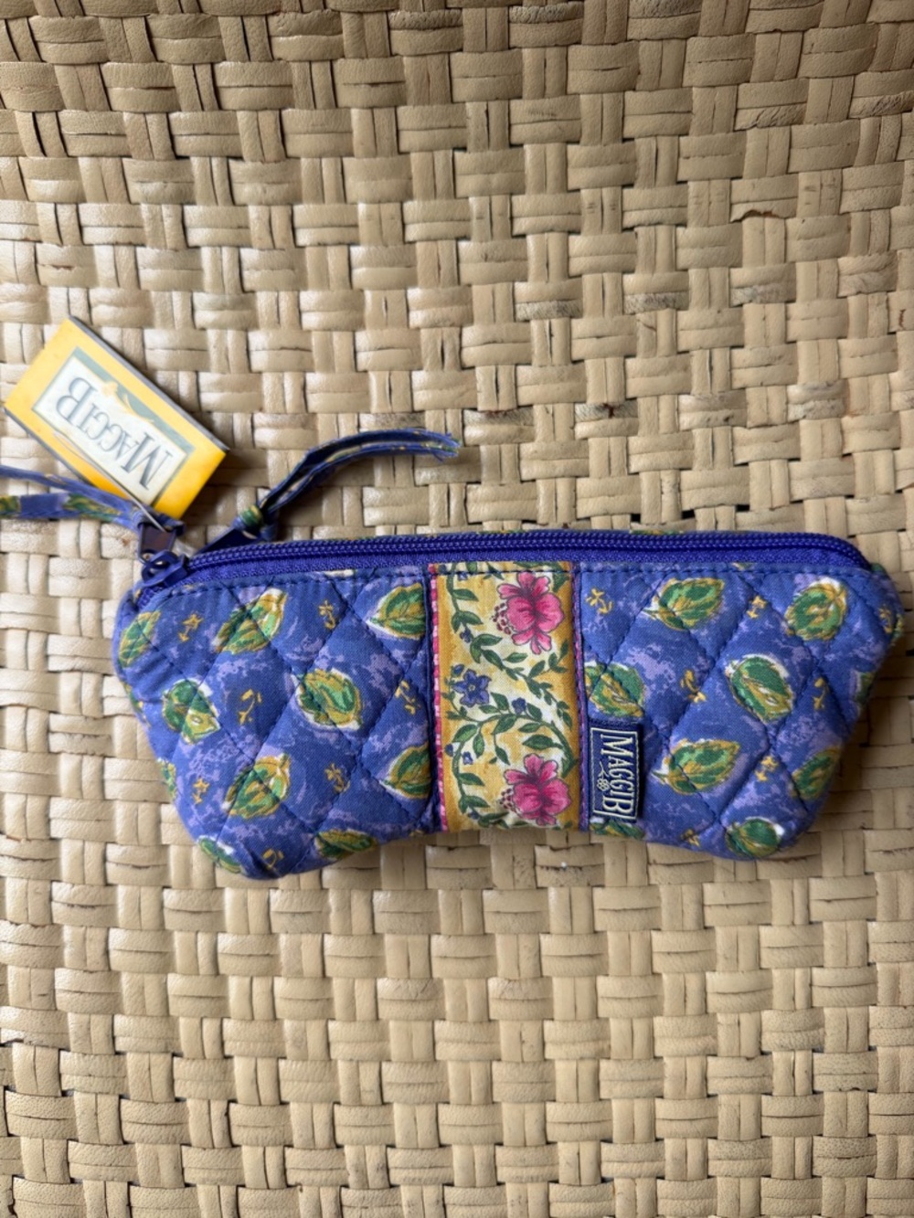 Quilted Purple Floral Double Eye Glass Case NWT price firm